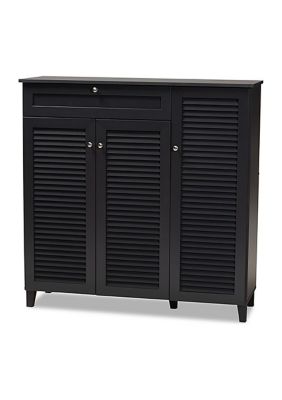 Coolidge Modern and Contemporary Dark Grey Finished -Shelf Wood Shoe Storage Cabinet with Drawer