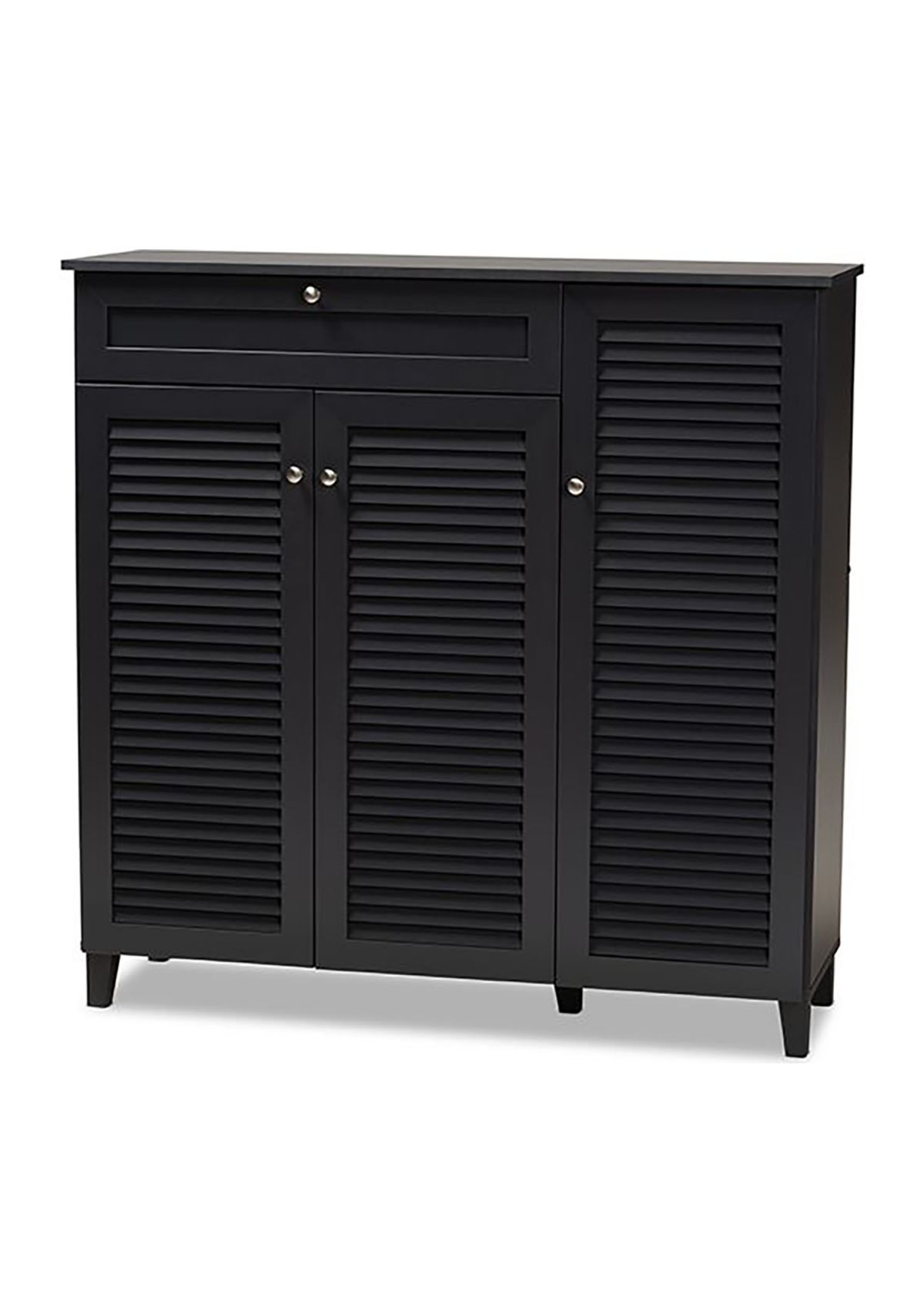 Coolidge Modern and Contemporary Dark Grey Finished 11-Shelf Wood Shoe Storage Cabinet with Drawer