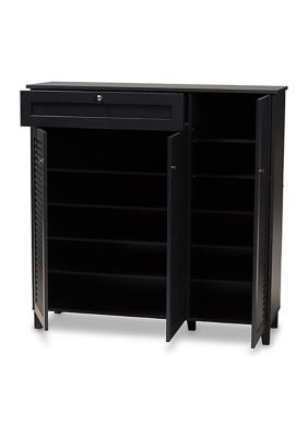 Coolidge Modern and Contemporary Dark Grey Finished -Shelf Wood Shoe Storage Cabinet with Drawer