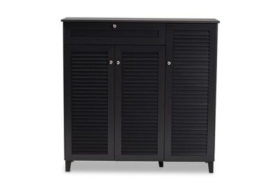 Coolidge Modern and Contemporary Dark Grey Finished -Shelf Wood Shoe Storage Cabinet with Drawer