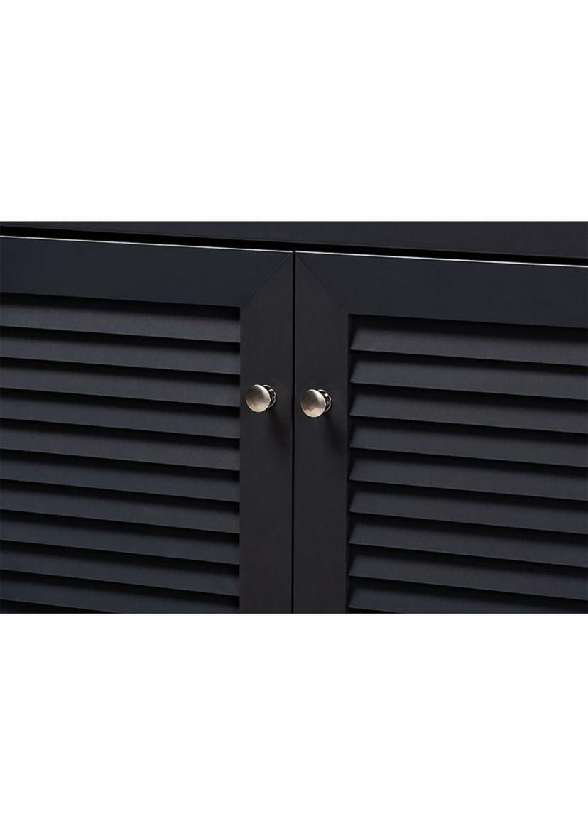 Coolidge Modern and Contemporary Dark Grey Finished 11-Shelf Wood Shoe Storage Cabinet with Drawer