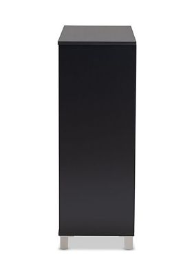 Shirley Modern and Contemporary Dark Grey Finished 2-Door Wood Shoe Storage Cabinet with Open Shelves