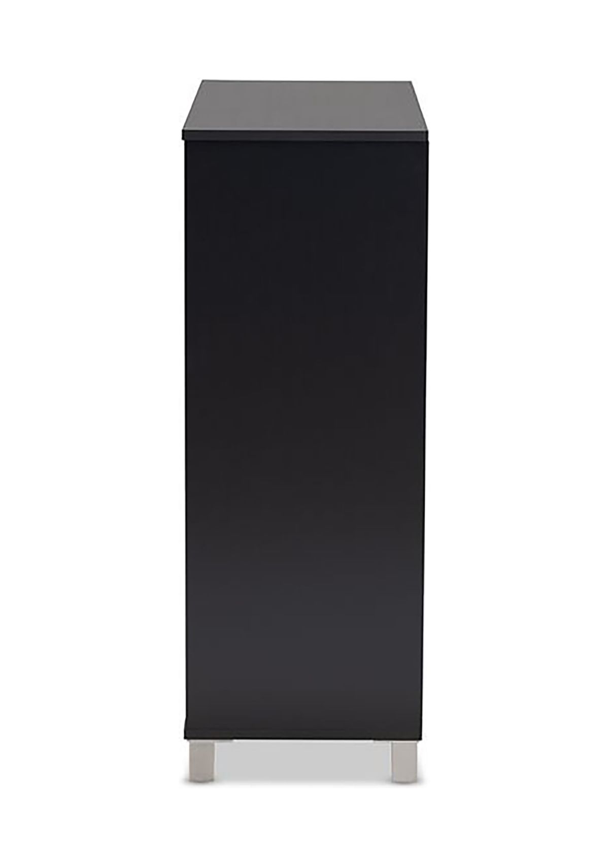 Shirley Modern and Contemporary Dark Grey Finished 2-Door Wood Shoe Storage Cabinet with Open Shelves