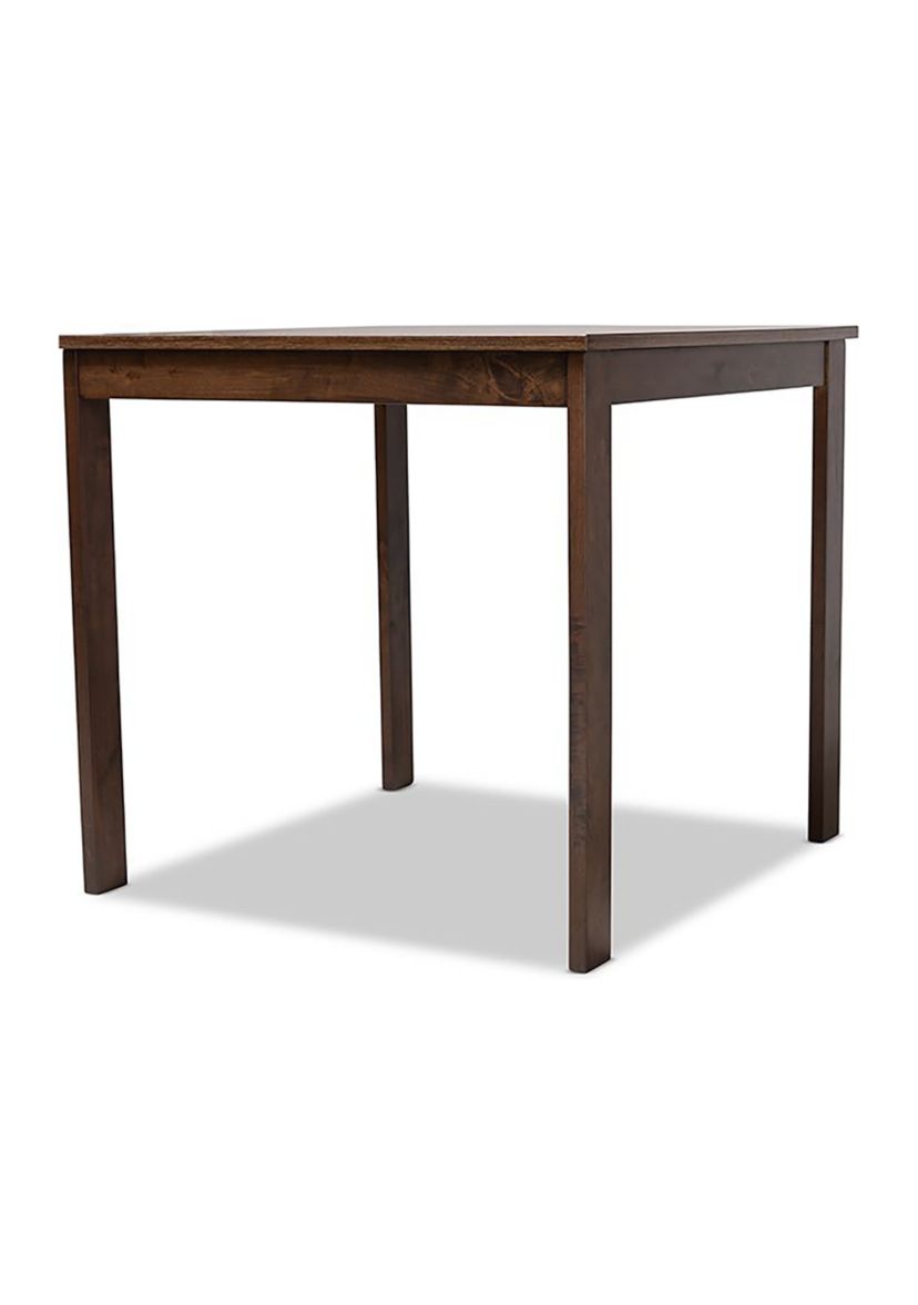 Lovy Modern and Contemporary Beige Fabric Upholstered Dark Walnut-Finished 5-Piece Wood Dining Set