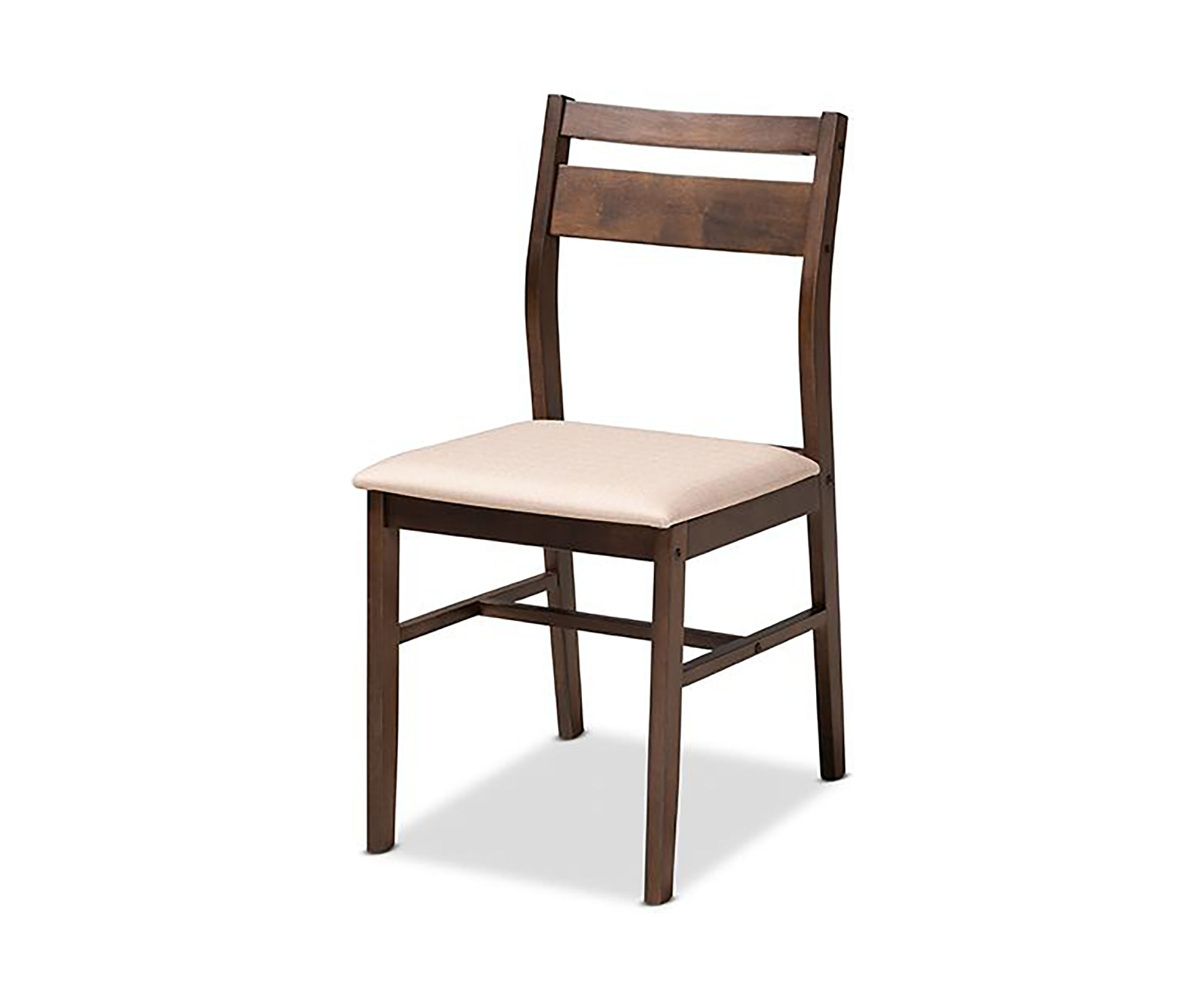 Lovy Modern and Contemporary Beige Fabric Upholstered Dark Walnut-Finished 5-Piece Wood Dining Set