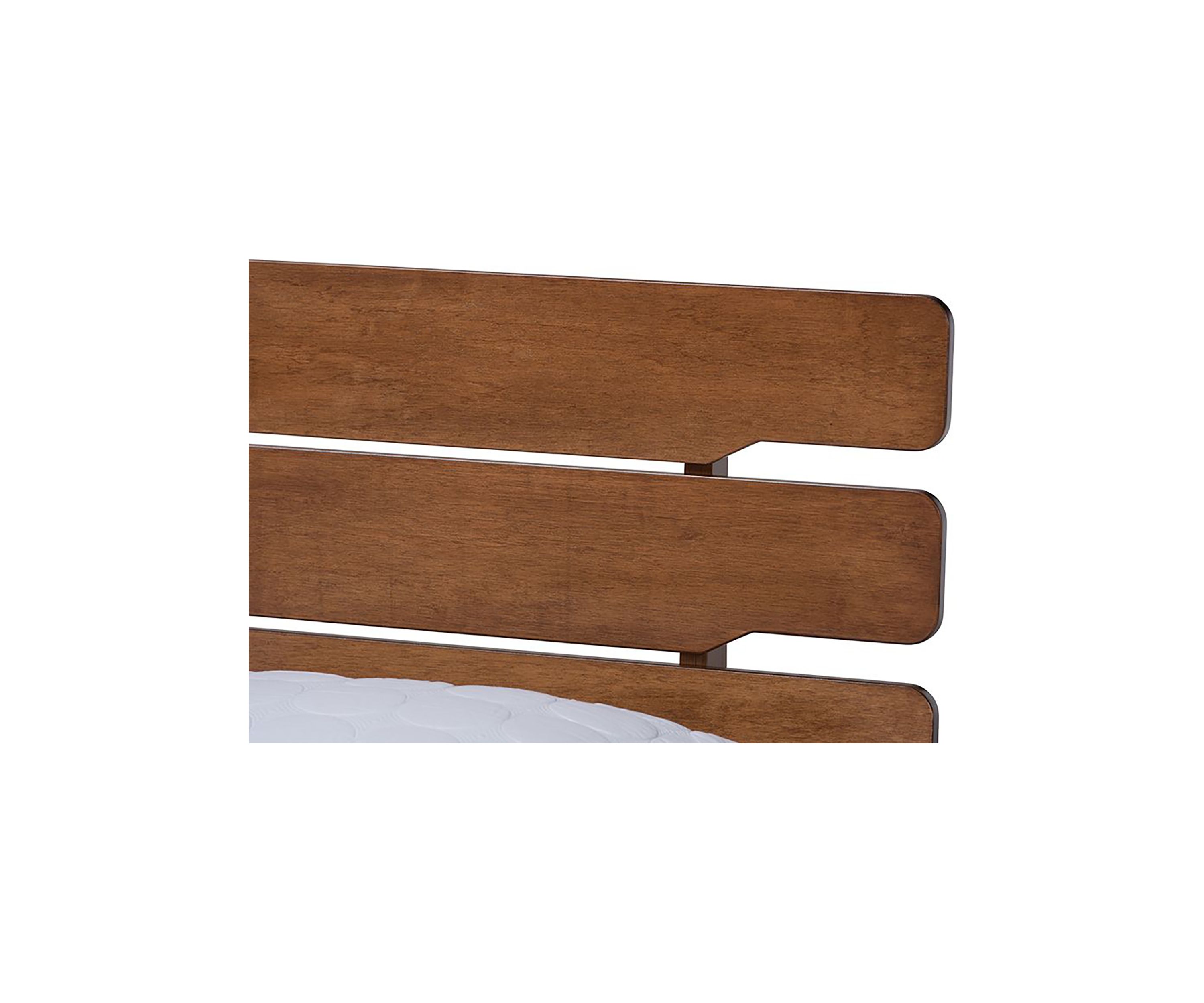Anzia Mid-Century Modern Walnut Finished Wood Platform bed