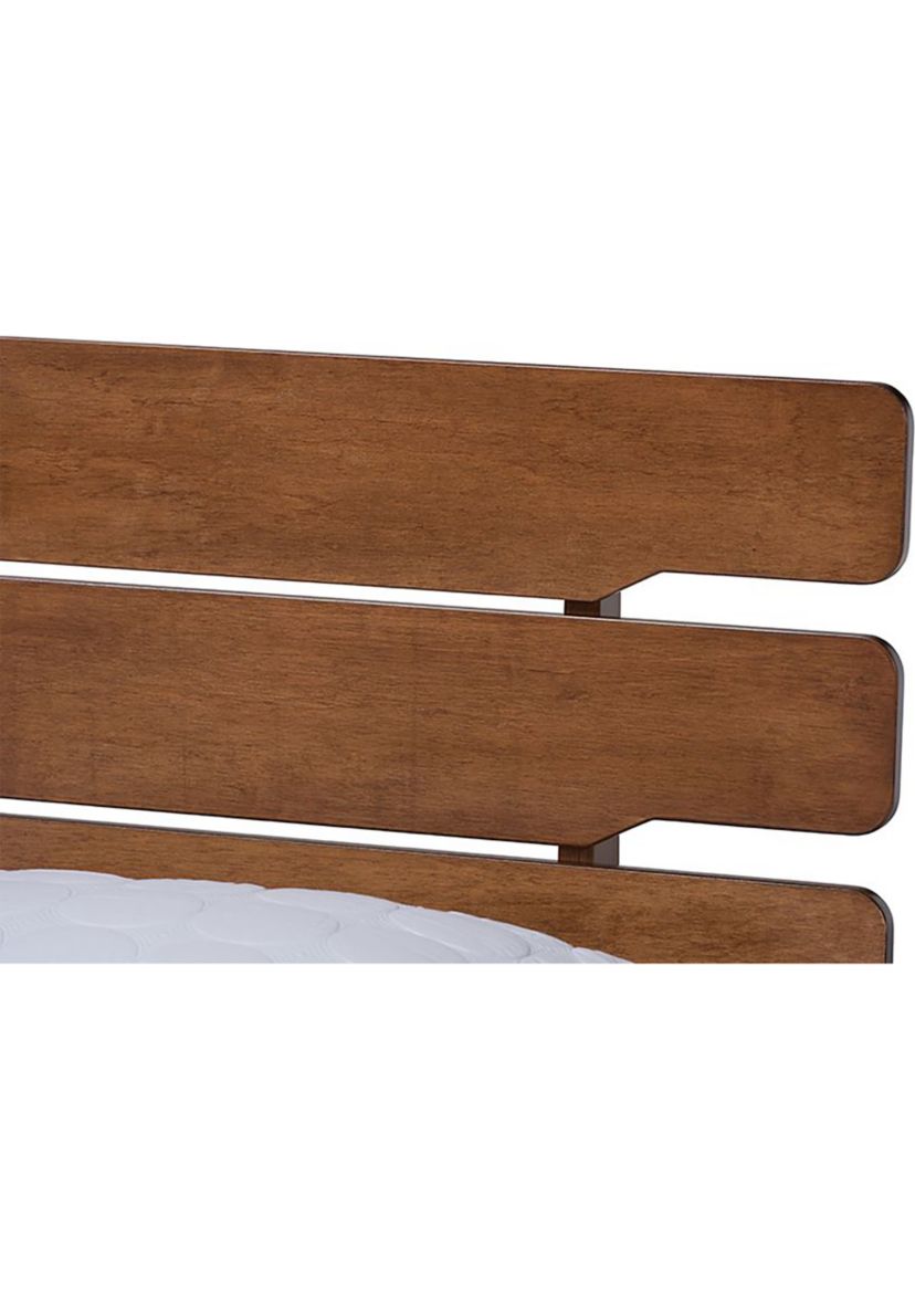 Anzia Mid-Century Modern Walnut Finished Wood Platform bed