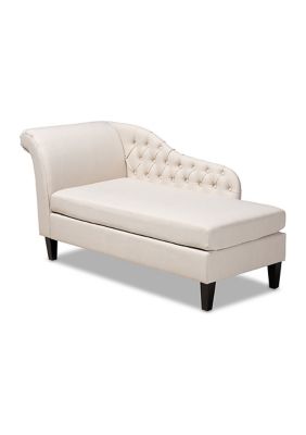 Florent Modern and Contemporary Beige Fabric Upholstered Black Finished Chaise Lounge