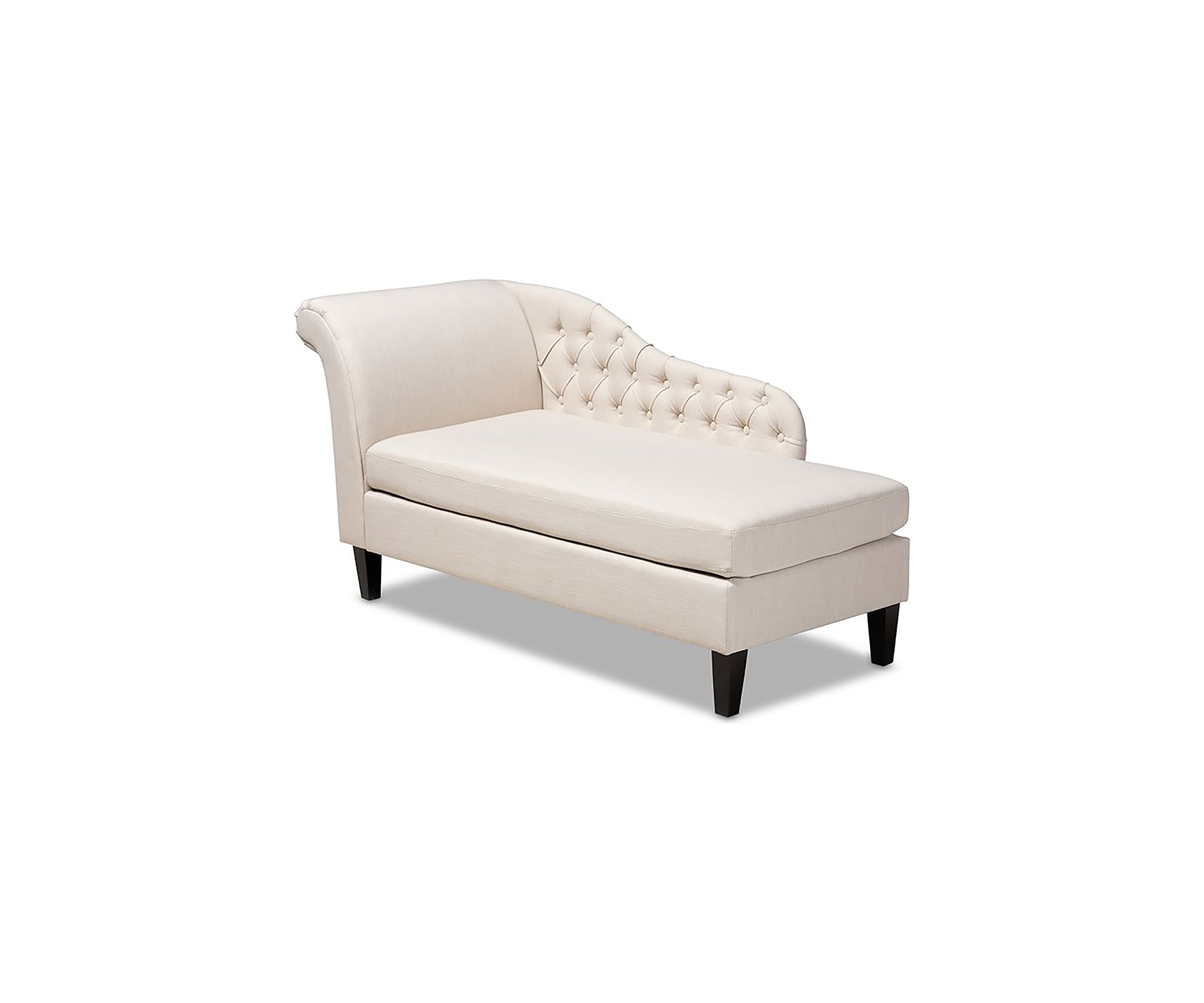 Florent Modern and Contemporary Beige Fabric Upholstered Black Finished Chaise Lounge