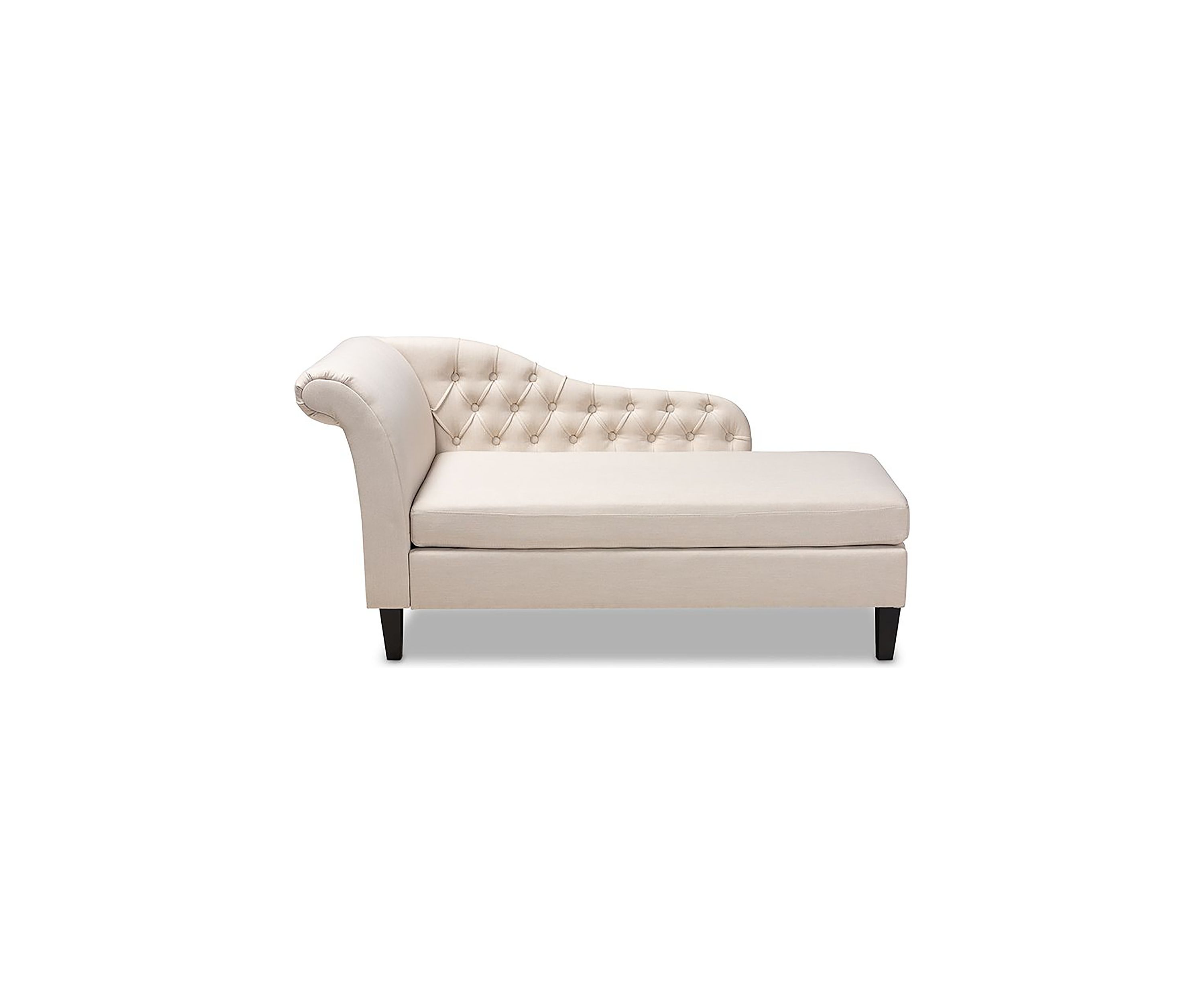 Florent Modern and Contemporary Beige Fabric Upholstered Black Finished Chaise Lounge