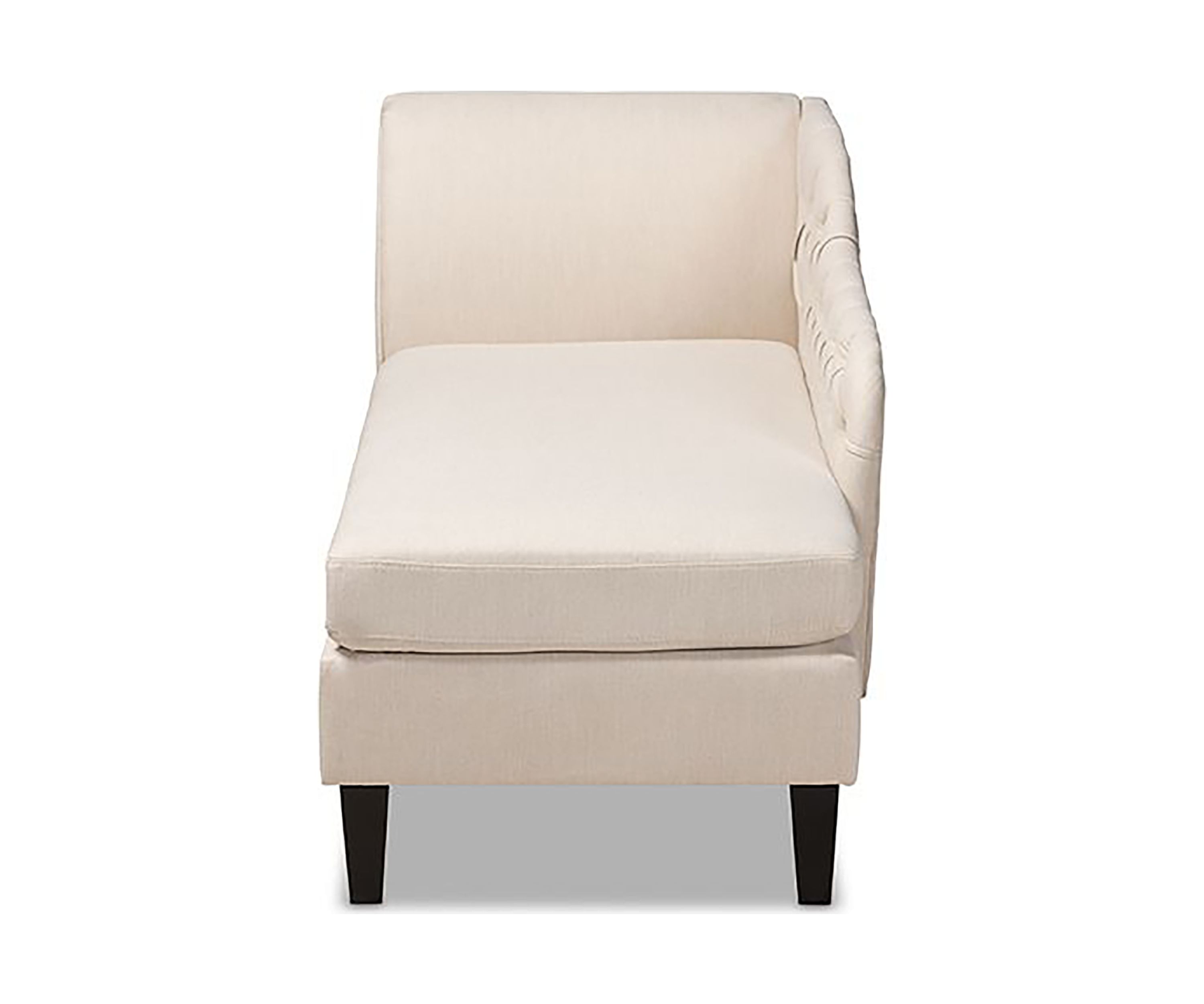Florent Modern and Contemporary Beige Fabric Upholstered Black Finished Chaise Lounge
