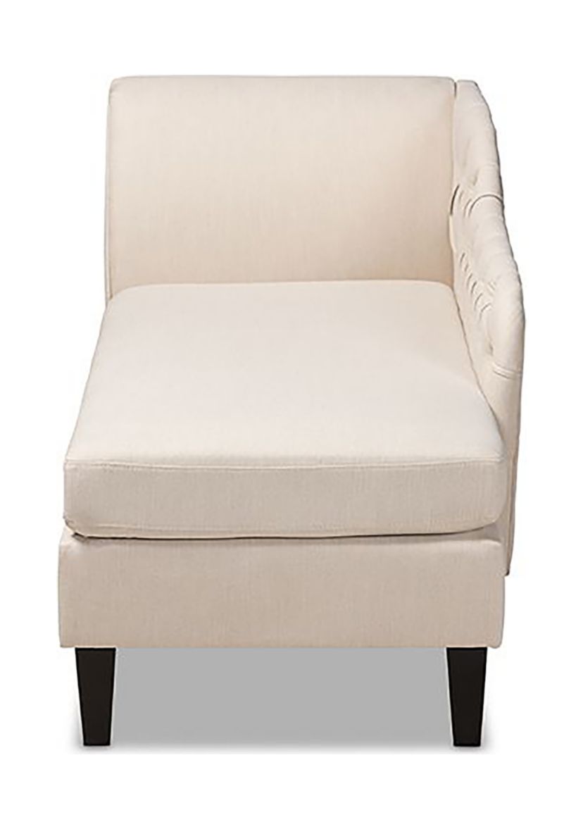 Florent Modern and Contemporary Beige Fabric Upholstered Black Finished Chaise Lounge