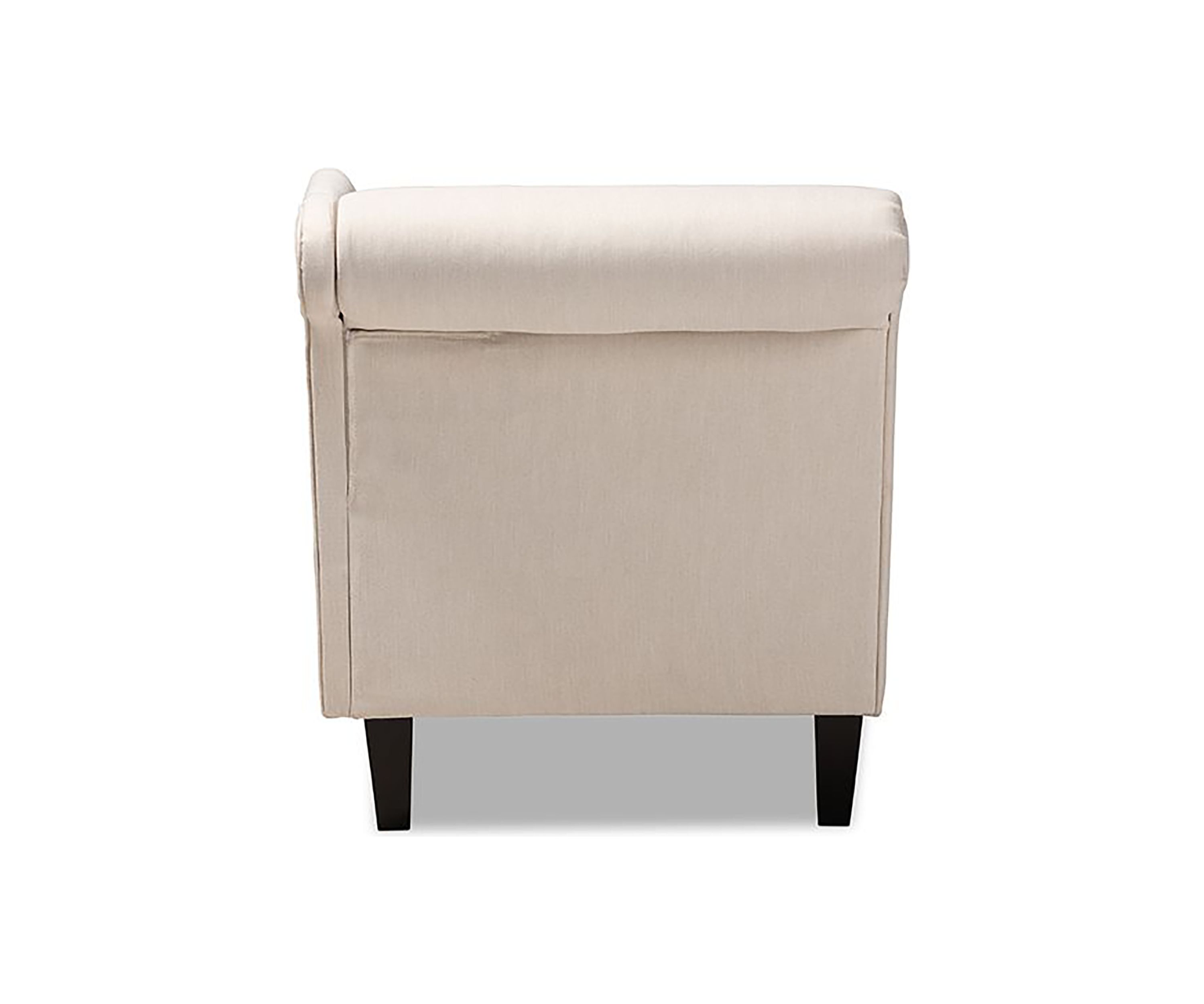 Florent Modern and Contemporary Beige Fabric Upholstered Black Finished Chaise Lounge
