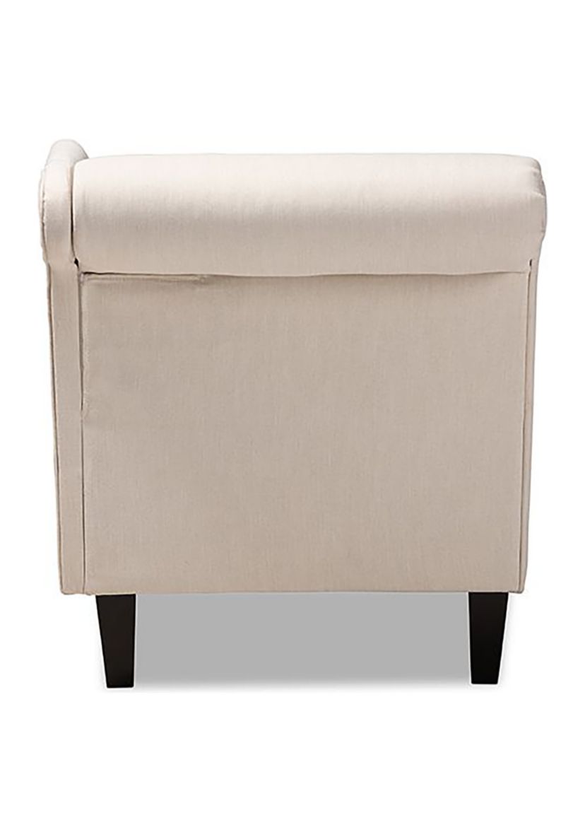 Florent Modern and Contemporary Beige Fabric Upholstered Black Finished Chaise Lounge