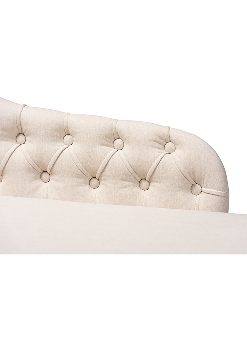 Florent Modern and Contemporary Beige Fabric Upholstered Black Finished Chaise Lounge