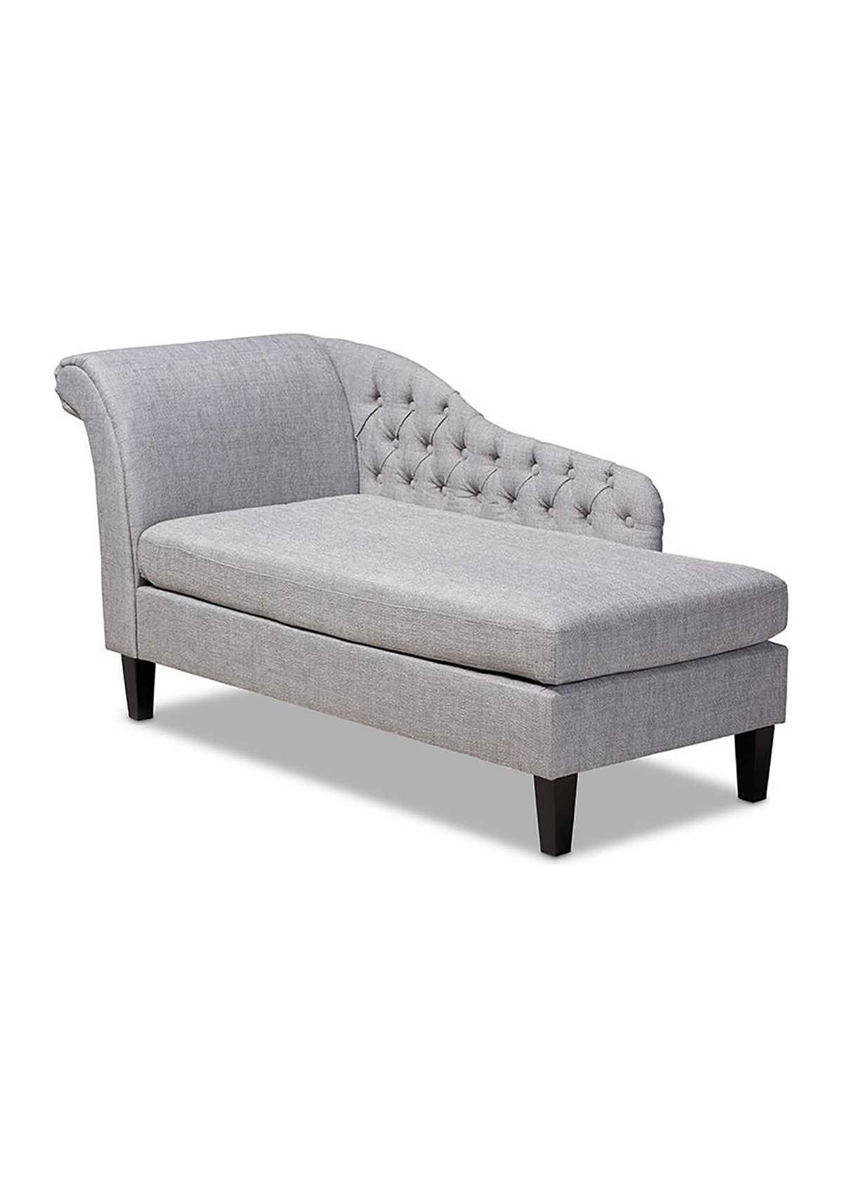 Florent Modern and Contemporary Grey Fabric Upholstered Black Finished Chaise Lounge