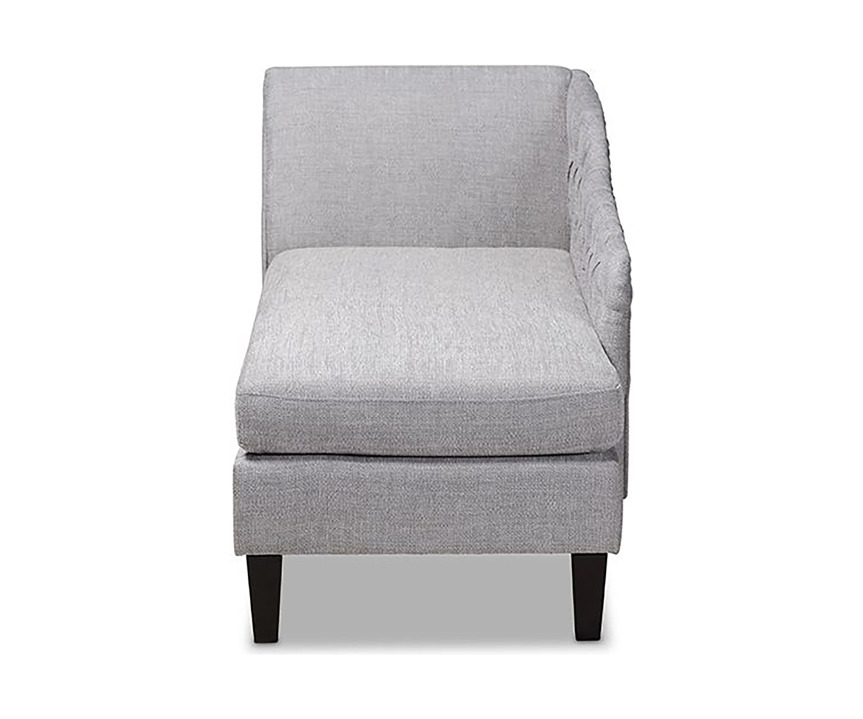 Florent Modern and Contemporary Grey Fabric Upholstered Black Finished Chaise Lounge