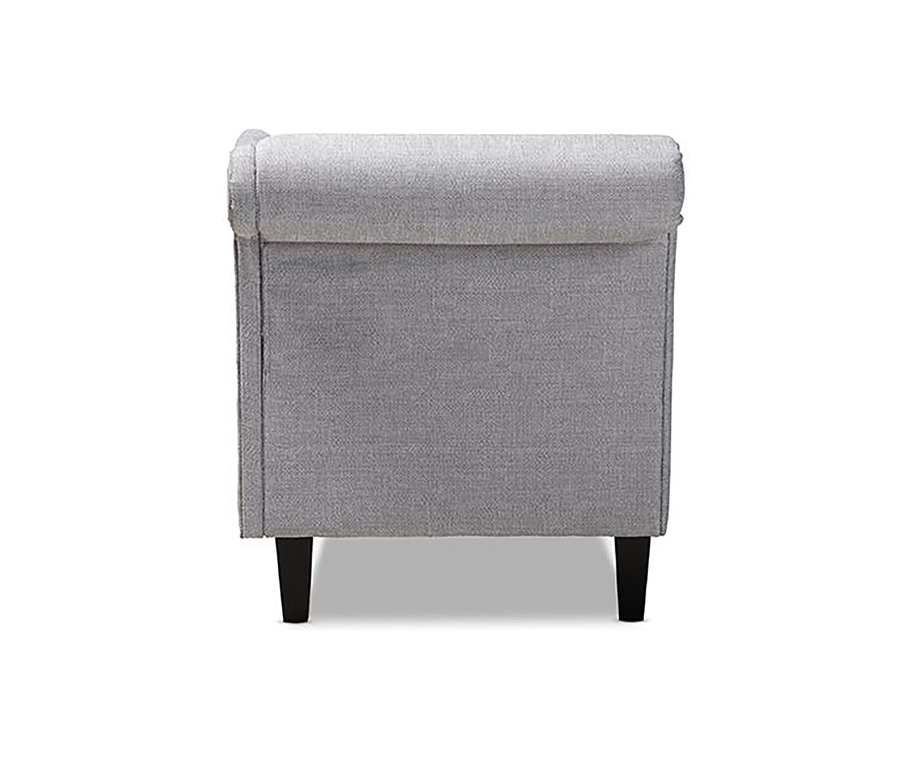Florent Modern and Contemporary Grey Fabric Upholstered Black Finished Chaise Lounge