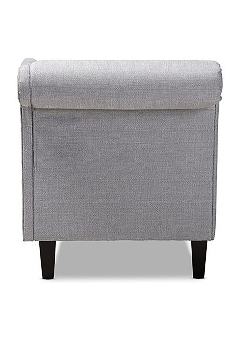 Florent Modern and Contemporary Grey Fabric Upholstered Black Finished Chaise Lounge