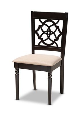 Renaud Modern and Contemporary Sand Fabric Upholstered Espresso Brown Finished Wood Dining Chair