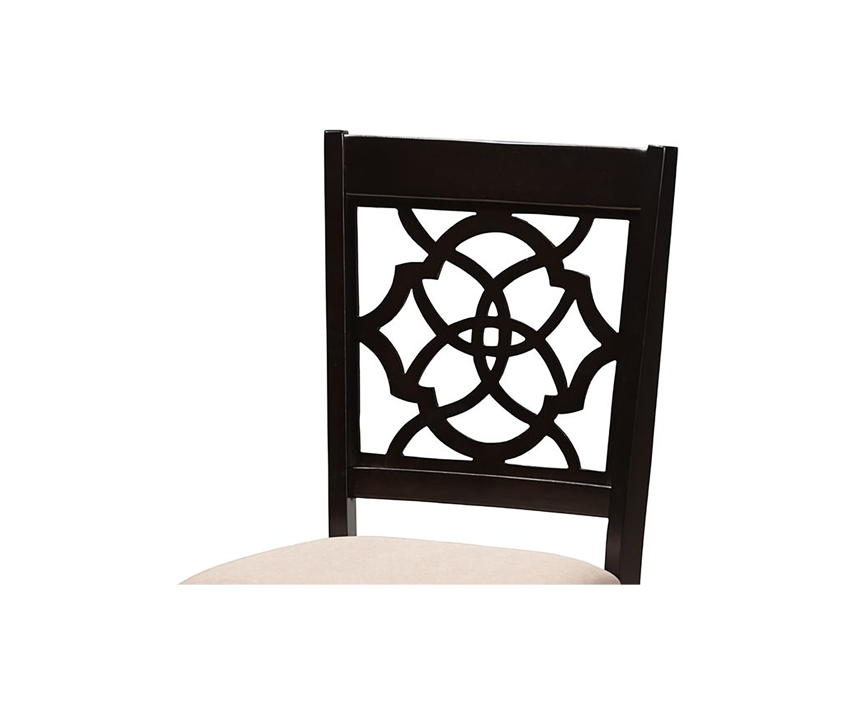 Renaud Modern and Contemporary Sand Fabric Upholstered Espresso Brown Finished Wood Dining Chair