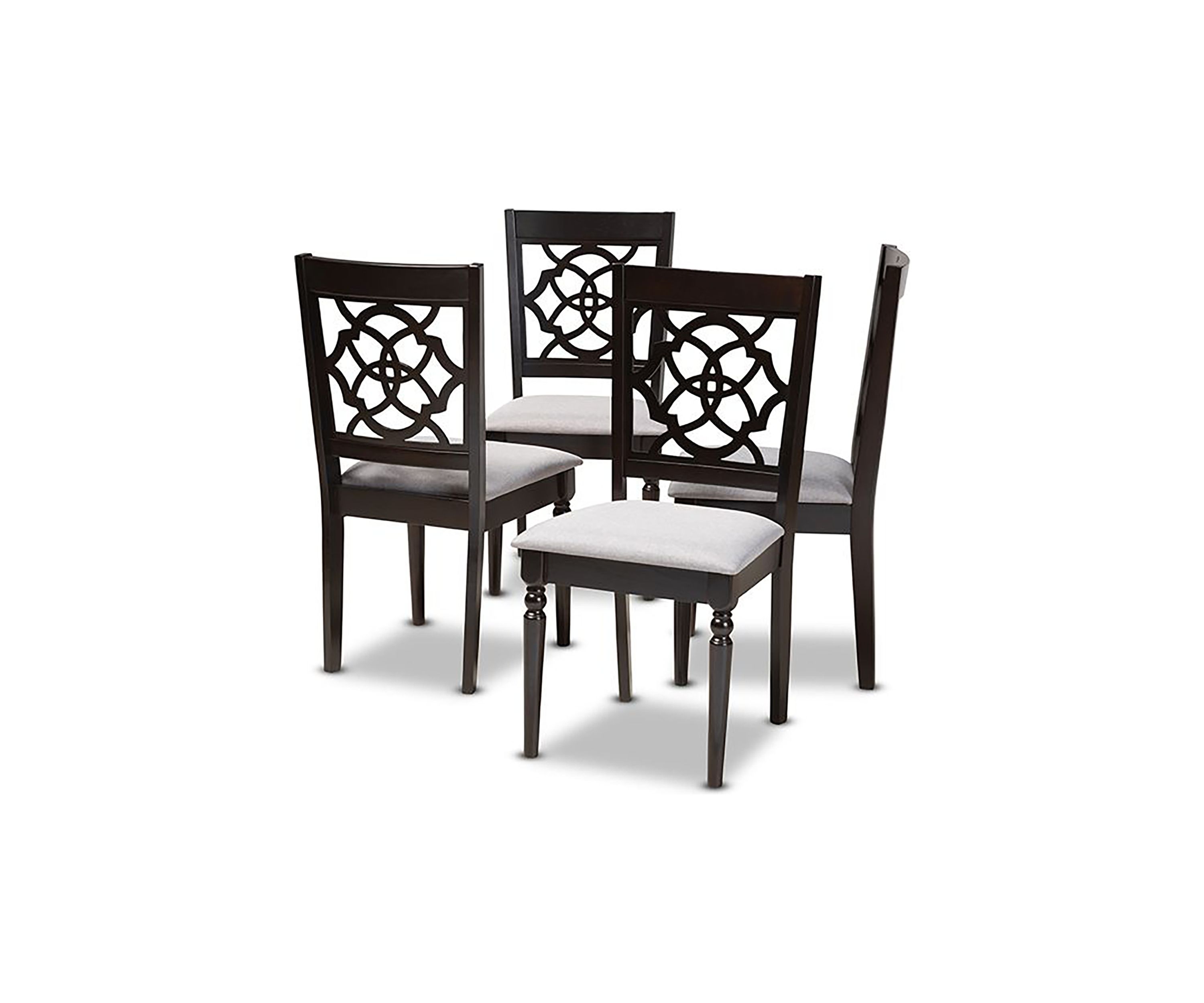 Renaud Modern and Contemporary Grey Fabric Upholstered Espresso Brown Finished Wood Dining Chair