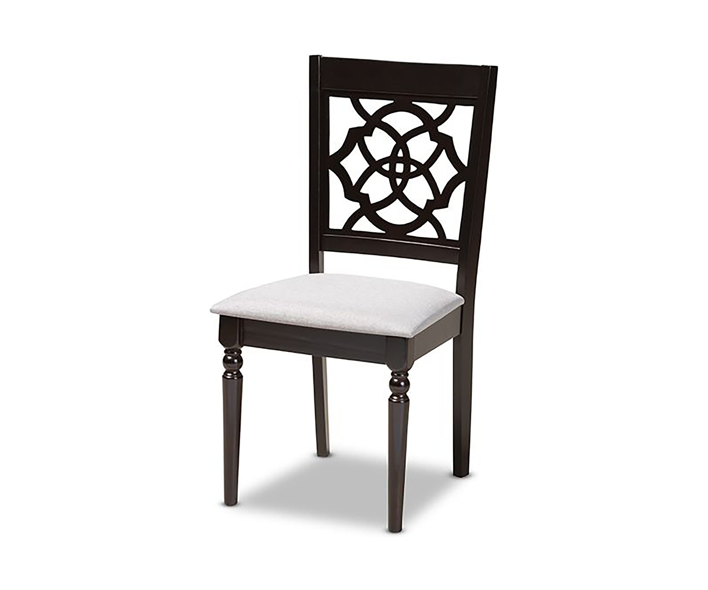Renaud Modern and Contemporary Grey Fabric Upholstered Espresso Brown Finished Wood Dining Chair