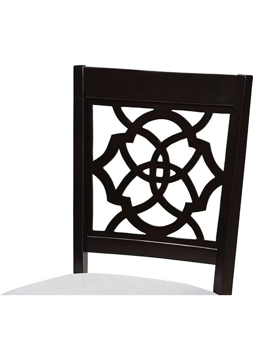 Renaud Modern and Contemporary Grey Fabric Upholstered Espresso Brown Finished Wood Dining Chair