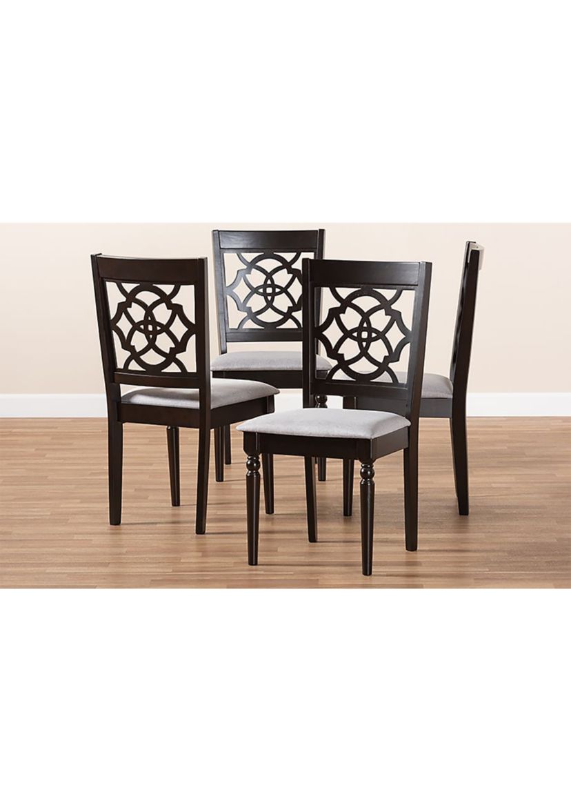 Renaud Modern and Contemporary Grey Fabric Upholstered Espresso Brown Finished Wood Dining Chair