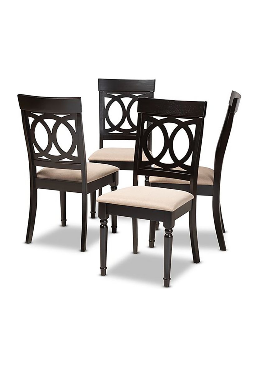 Lucie Modern and Contemporary Sand Fabric Upholstered Espresso Brown Finished Wood Dining Chair