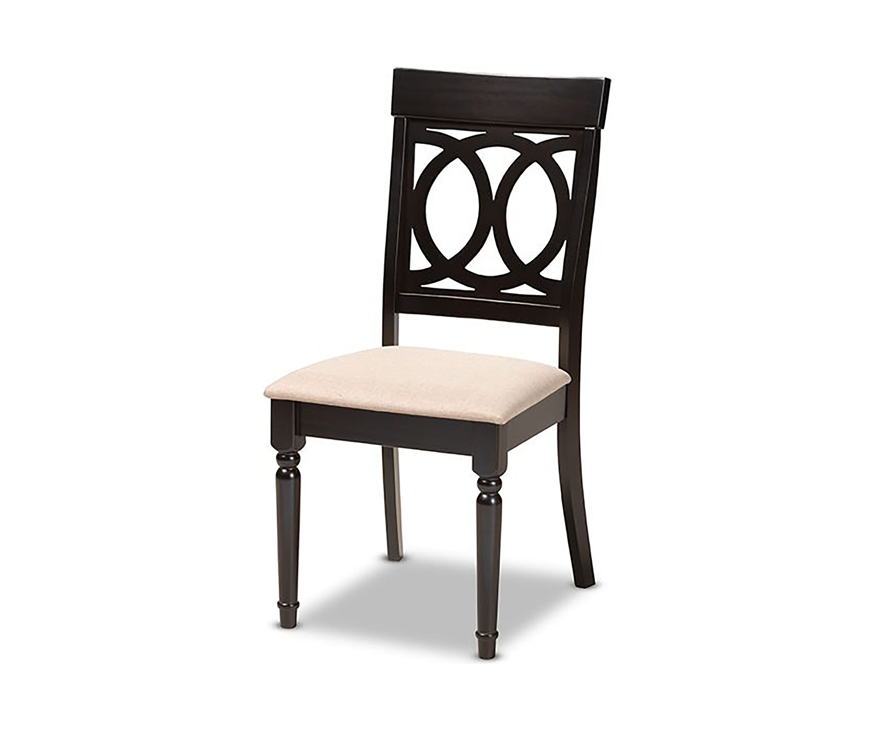Lucie Modern and Contemporary Sand Fabric Upholstered Espresso Brown Finished Wood Dining Chair