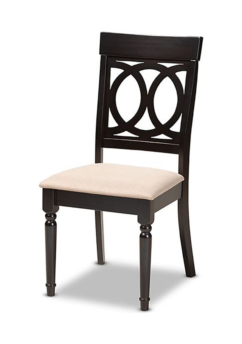 Lucie Modern and Contemporary Sand Fabric Upholstered Espresso Brown Finished Wood Dining Chair