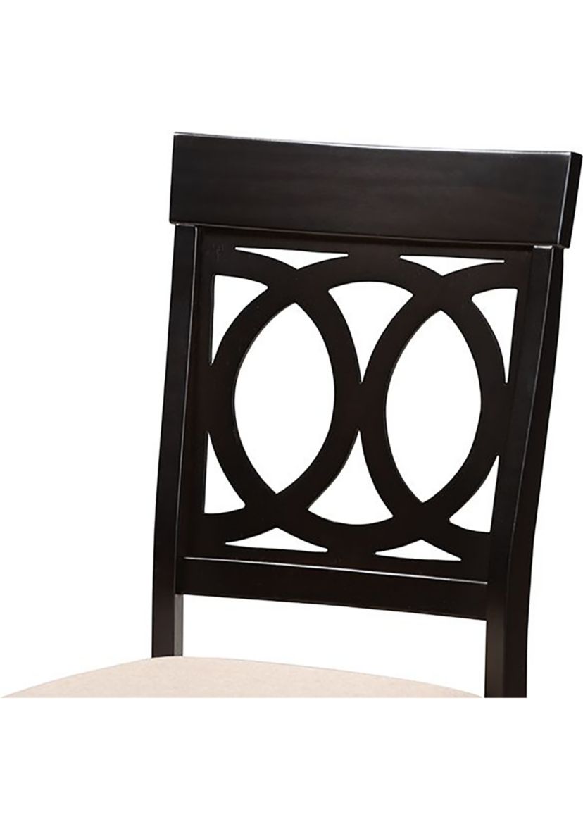 Lucie Modern and Contemporary Sand Fabric Upholstered Espresso Brown Finished Wood Dining Chair