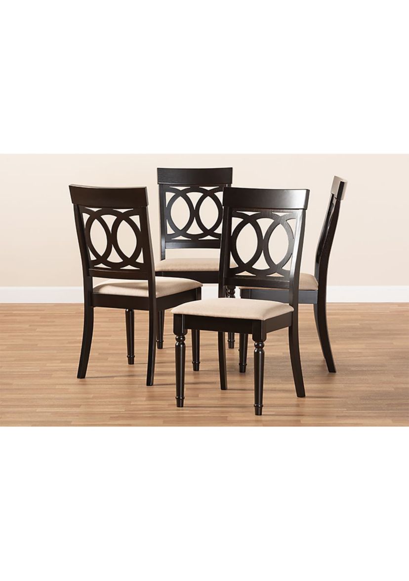 Lucie Modern and Contemporary Sand Fabric Upholstered Espresso Brown Finished Wood Dining Chair