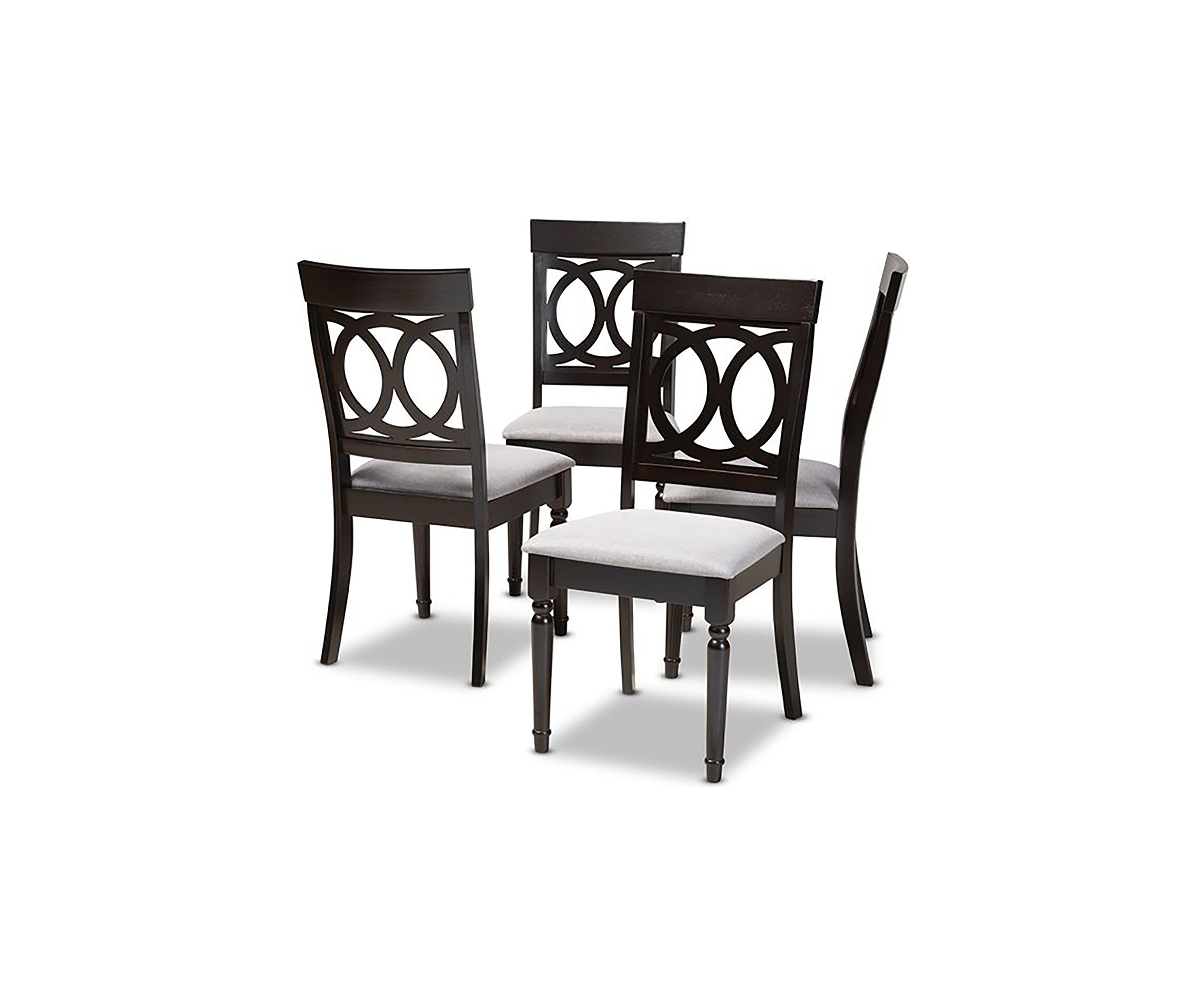 Lucie Modern and Contemporary Grey Fabric Upholstered Espresso Brown Finished Wood Dining Chair