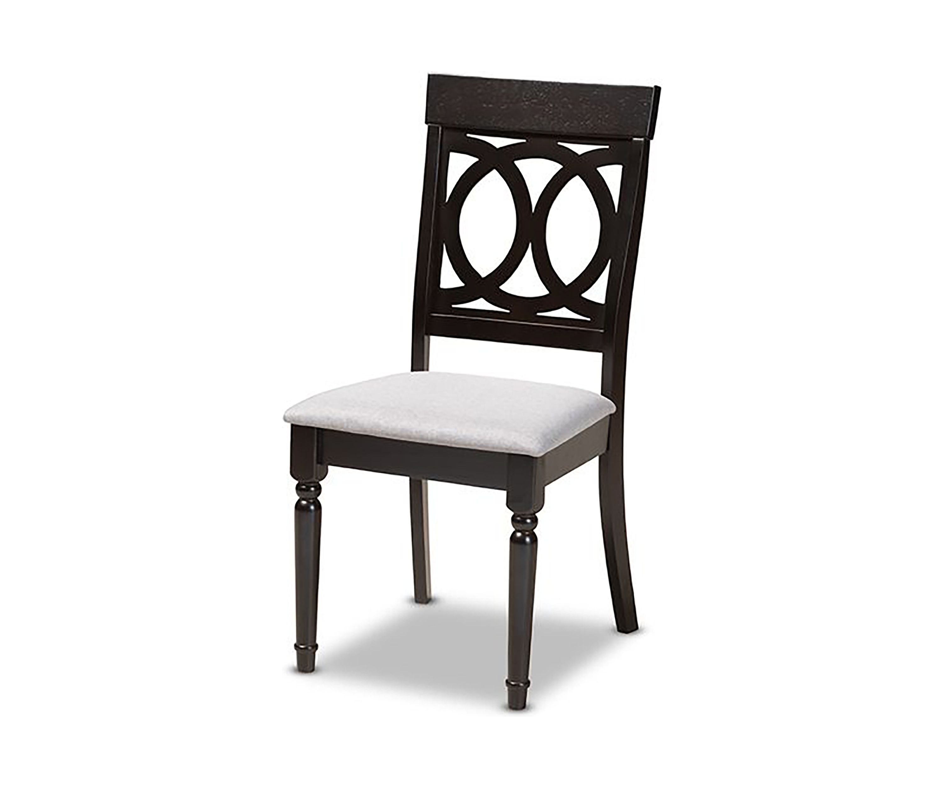 Lucie Modern and Contemporary Grey Fabric Upholstered Espresso Brown Finished Wood Dining Chair