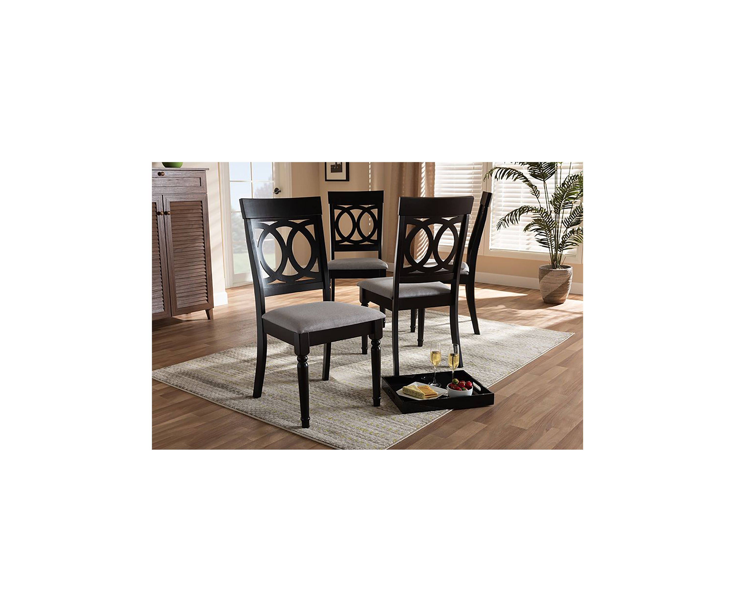Lucie Modern and Contemporary Grey Fabric Upholstered Espresso Brown Finished Wood Dining Chair