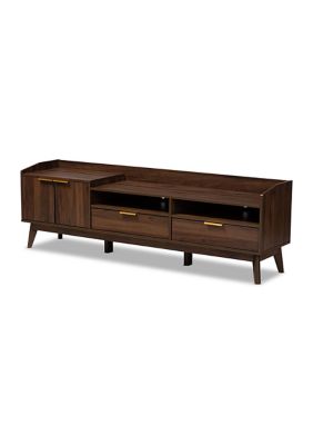 Lena Mid-Century Modern Walnut Brown Finished 2-Drawer Wood TV Stand