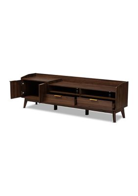 Lena Mid-Century Modern Walnut Brown Finished 2-Drawer Wood TV Stand