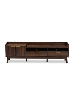 Lena Mid-Century Modern Walnut Brown Finished 2-Drawer Wood TV Stand