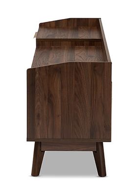 Lena Mid-Century Modern Walnut Brown Finished 2-Drawer Wood TV Stand