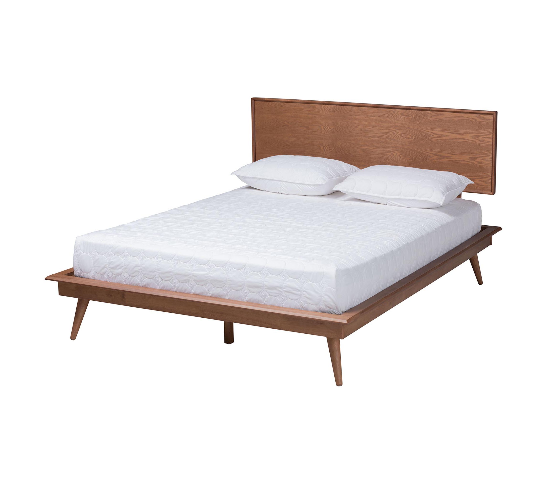 Melora Mid-Century Modern Walnut Brown Finished Wood and Rattan Queen Size 5-Piece Bedroom Set