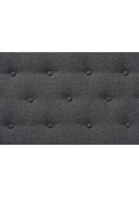 Arne Mid-Century Modern Dark Grey Fabric Upholstered Walnut Finished Bench