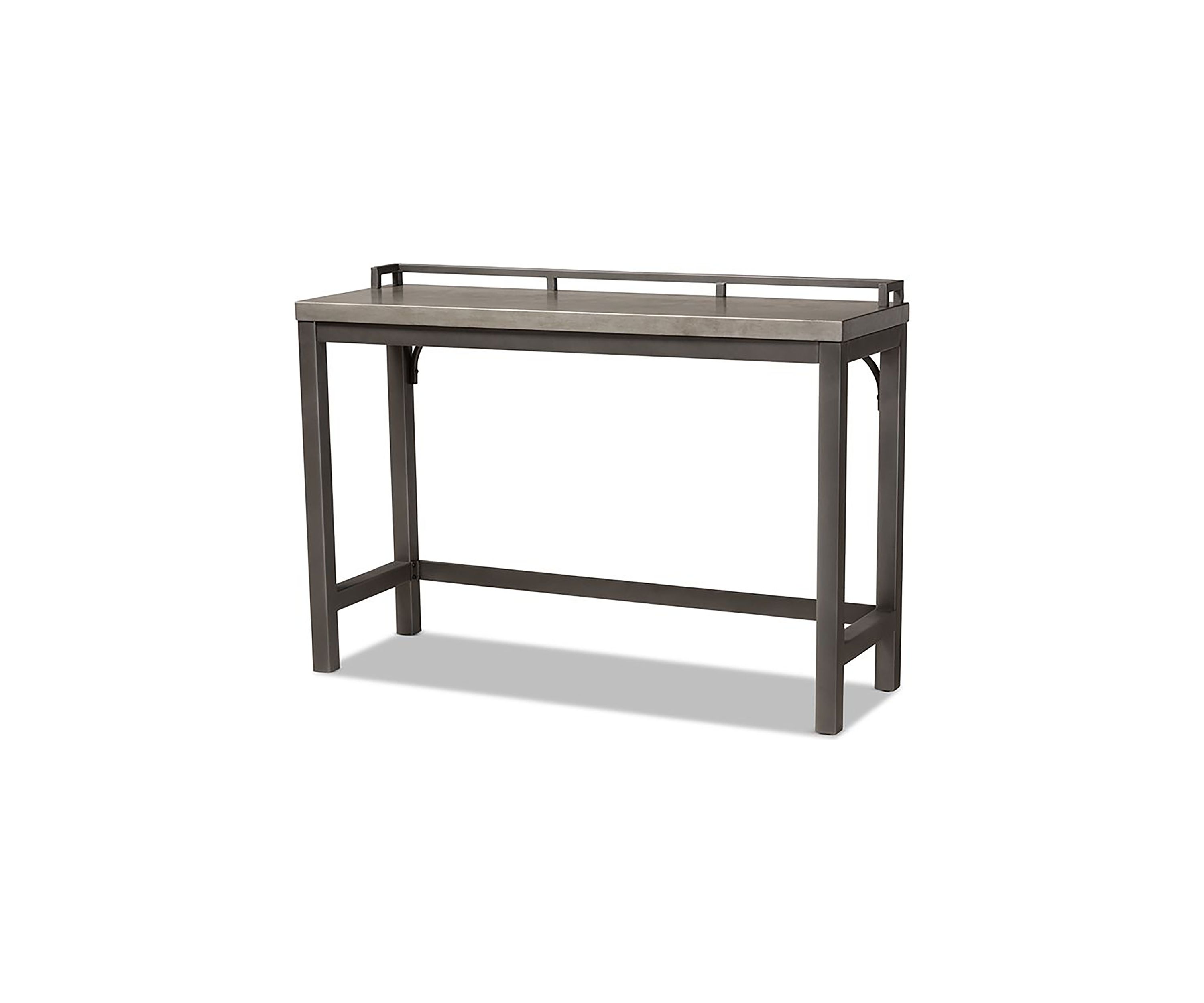 Noll Modern and Contemporary Grey Fabric Upholstered 3-Piece Multipurpose Metal Counter Table Set