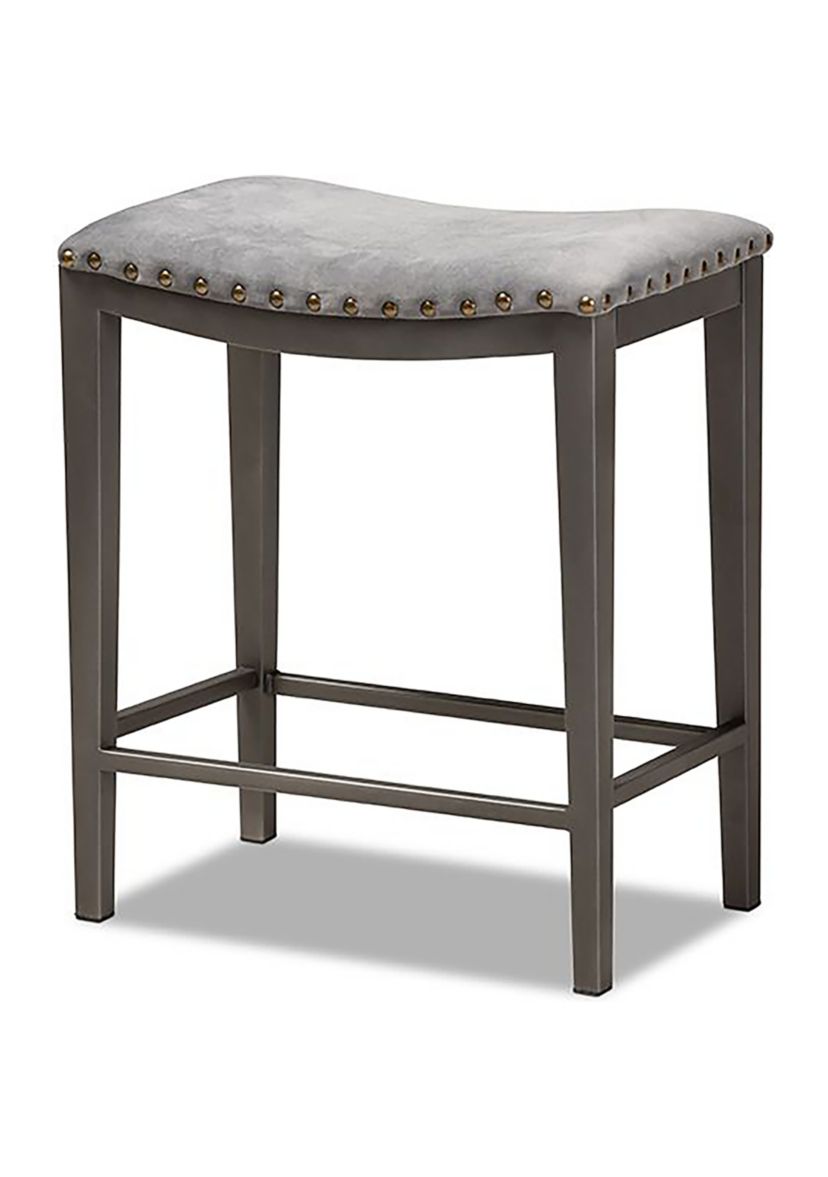 Noll Modern and Contemporary Grey Fabric Upholstered 3-Piece Multipurpose Metal Counter Table Set