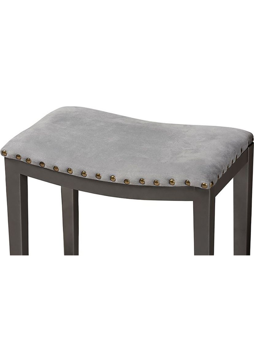 Noll Modern and Contemporary Grey Fabric Upholstered 3-Piece Multipurpose Metal Counter Table Set