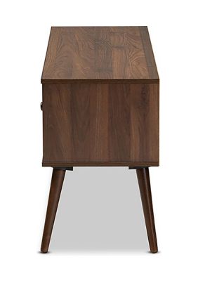 Alard Mid-Century Modern Walnut Brown Finished 2-Door Wood TV Stand