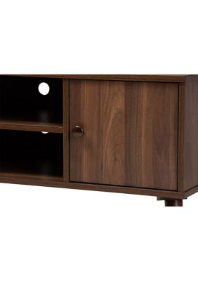 Alard Mid-Century Modern Walnut Brown Finished 2-Door Wood TV Stand