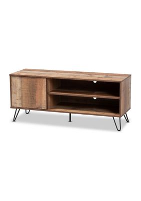 Iver Modern and Contemporary Rustic Oak Finished 1-Door Wood TV Stand