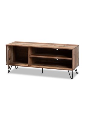 Iver Modern and Contemporary Rustic Oak Finished 1-Door Wood TV Stand